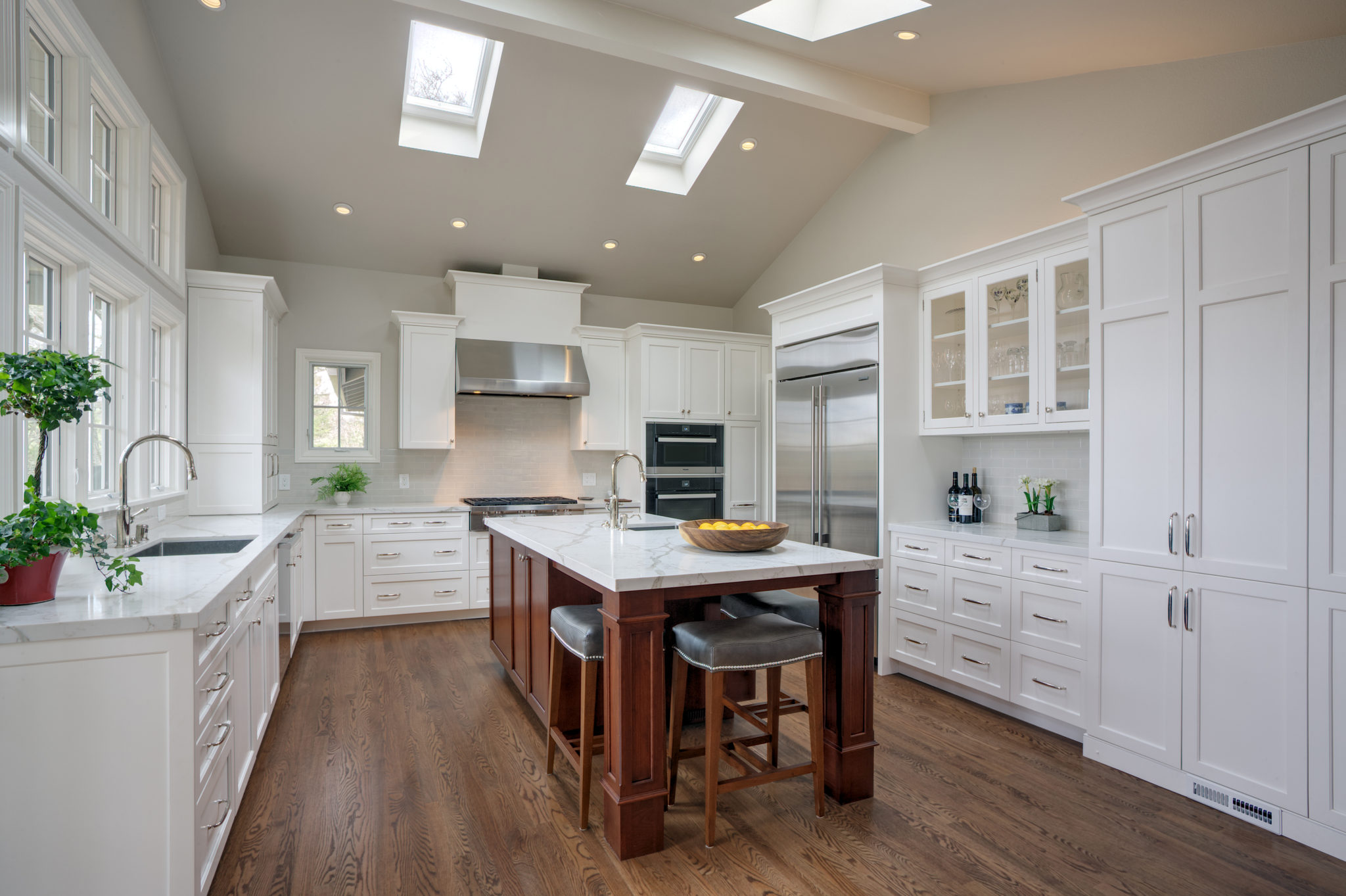 dual light kitchen for vaulted ceiling